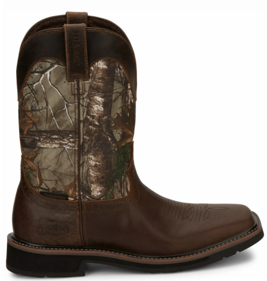 Justin Work Boots Mens Brown Camo Waterproof Square Toe WK4676 11.5 D Justin WK4676 - Tan Cowhide Waterproof Workboot Steel Toe  main image 3