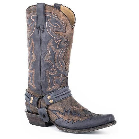 Men's Stetson Outlaw Bad Guy Tan Harness Leather Sole Boot 12-020-6204-3750