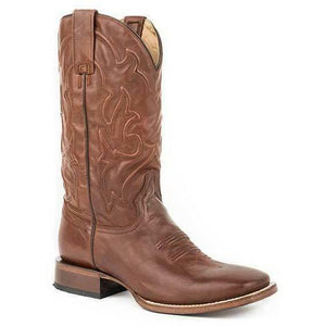 MENS Brown Western Stetson Boots WIDE SQ TOE MOSSMAN 12-020-8811-1645