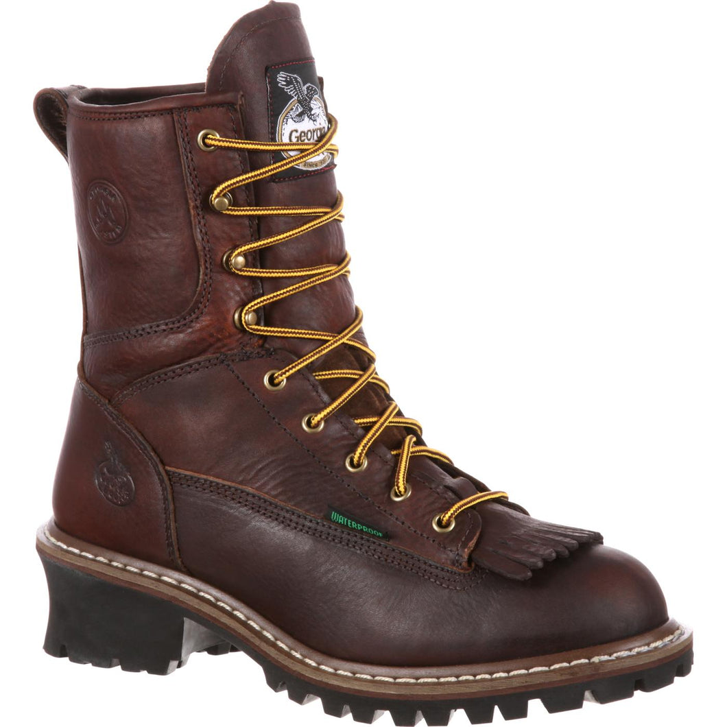 Georgia Mens Chocolate Brown Leather Waterproof Logger Boot G7113