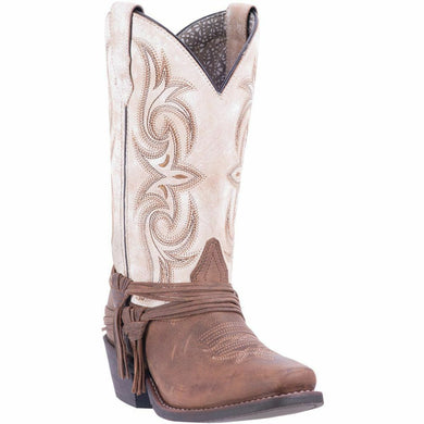 Laredo Women's Myra White/Brown Square Toe Boot (51091)