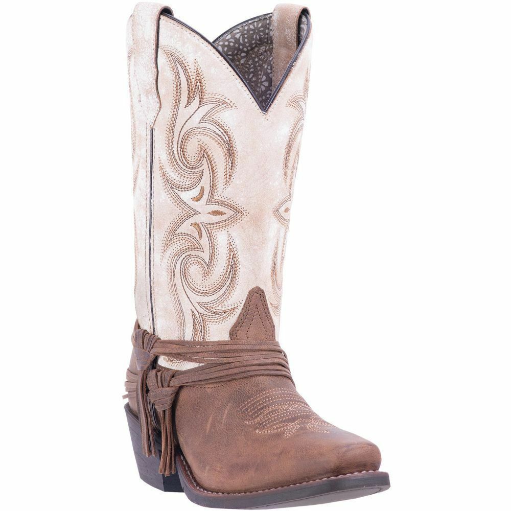 Laredo Women's Myra White/Brown Square Toe Boot (51091)