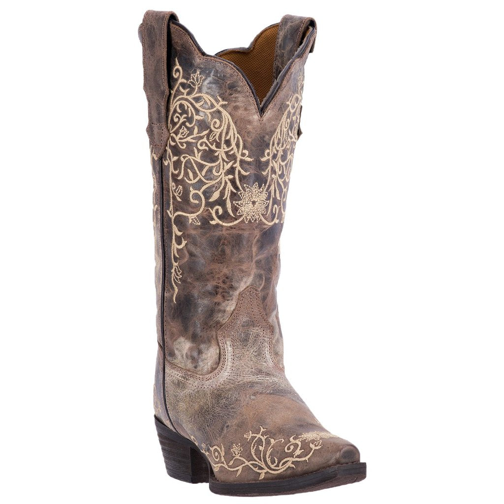 Laredo Women's Brown Snip Toe with Flower Detailing (52177)