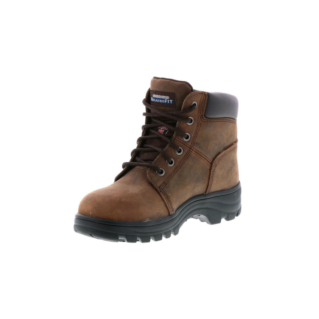 Skechers Peril Women's Brown Relaxed Fit EH Steel Toe Boot Memory