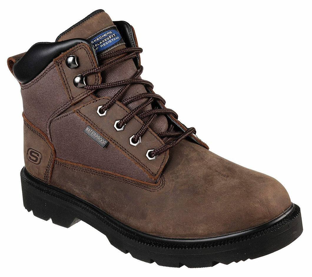 SKECHERS WORK RELAXED FIT: MAKANIX - MENNOT  STEEL TOE 77190/BRN