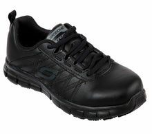 Load image into Gallery viewer, Women&#39;s Skechers Martley Black Steel Toe Work Shoes 77242/BLK