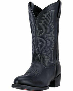 Laredo Men's 12" Black Tumbled R Toe Boots- 68450