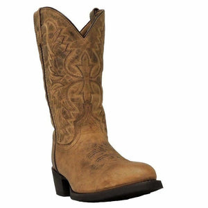 Laredo Men's Tan Distressed Round Toe Cowboy Boot- 68452