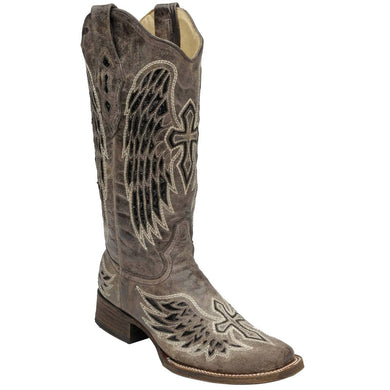 Women's Corral Black Wing & Cross Sequence Square Toe Boot A1197