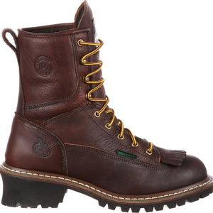 Georgia Mens Chocolate Brown Leather Waterproof Logger Boot G7113