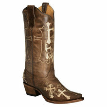 Load image into Gallery viewer, Circle G By Corral Side Cross Boot (Brown/Beige-L5038)