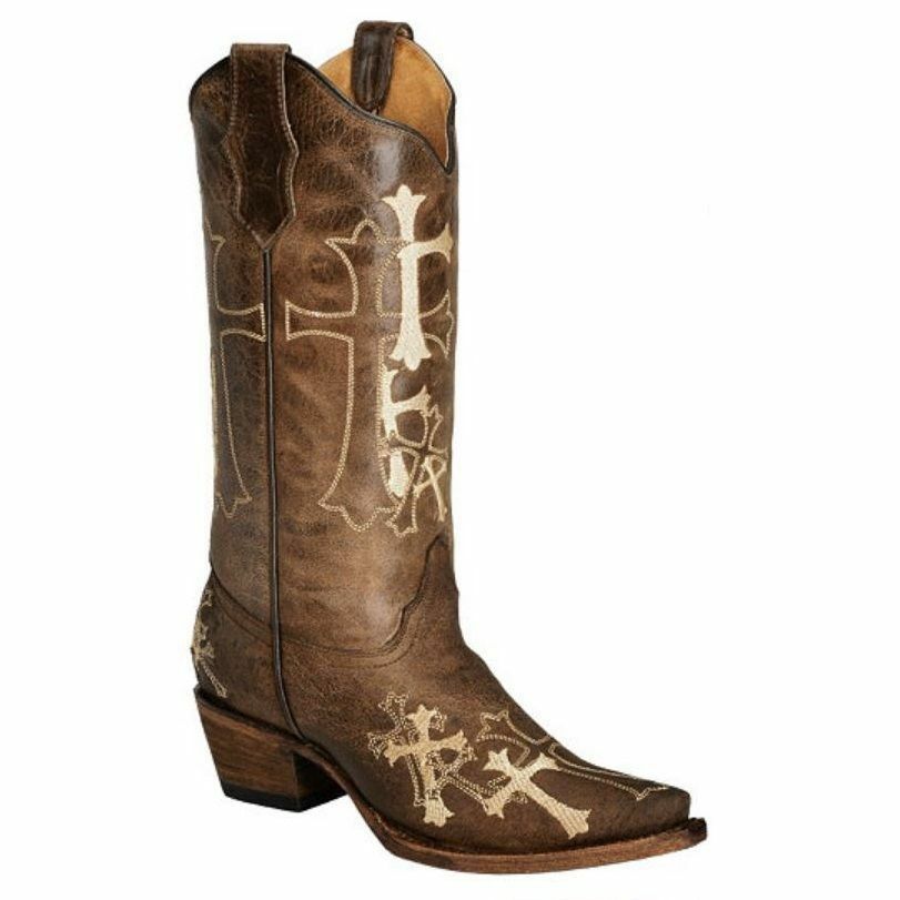 Circle G By Corral Side Cross Boot (Brown/Beige-L5038)