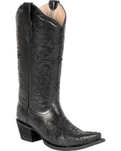 Load image into Gallery viewer, Women&#39;s Circle G Black/Black Cross Emb Snip Toe Boot L5060