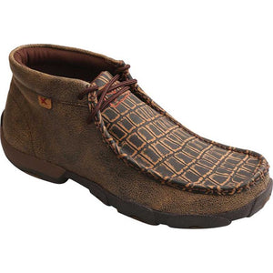 Men's Twisted X Moc Toe Caiman Print Brown Driving Mocs MDM0067