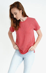 Round Neck Boyfriend Tee-Red