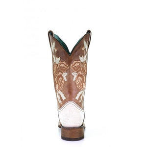 Womens Corral Honey/Bone Floral Emb Sq Toe Boot A3805