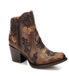 Corral Women's Leather Round Toe Western Booties Embroidery C3272