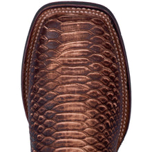 Load image into Gallery viewer, Mens Dan Post Saddle Faux Python Wide Sq Toe Brown DP4526