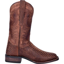 Load image into Gallery viewer, Mens Dan Post Saddle Faux Python Wide Sq Toe Brown DP4526