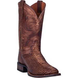 Mens Dan Post Saddle Faux Python Wide Sq Toe Brown DP4526