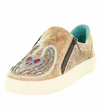 Load image into Gallery viewer, Corral Women&#39;s Distressed Tan Winged Heart Zip Casual Shoes E1553